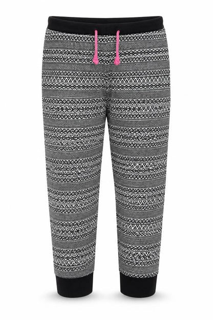 Primark Womens Black Geometric  Cropped Trousers Size 10 L21 in