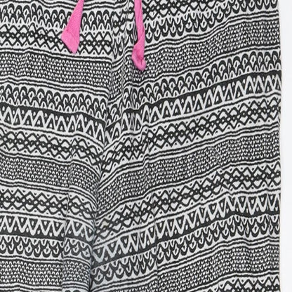 Primark Womens Black Geometric  Cropped Trousers Size 10 L21 in