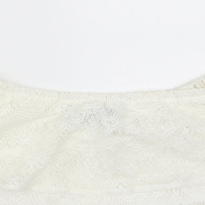 Close-up detail of Missguided women’s ivory basic blouse, size UK 8