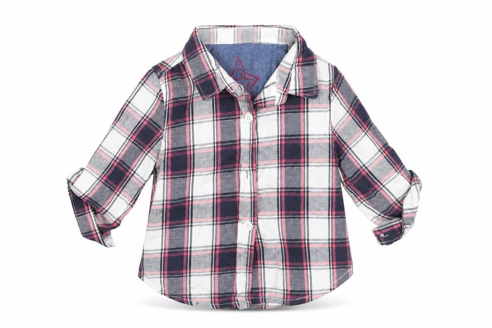 Primark Girls Grey Check  Basic Button-Up Size 6-9 Months