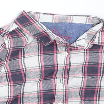 Close-up detail of Primark girls’ grey check basic button-up, size 6-9, months