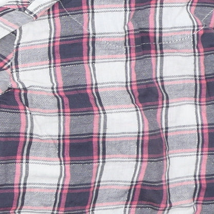 Brand and care label for Primark girls’ grey check basic button-up, size 6-9, months