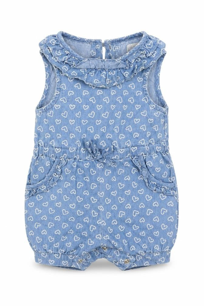 Earlydays Girls Blue  Denim Romper One-Piece Size 0-3 Months