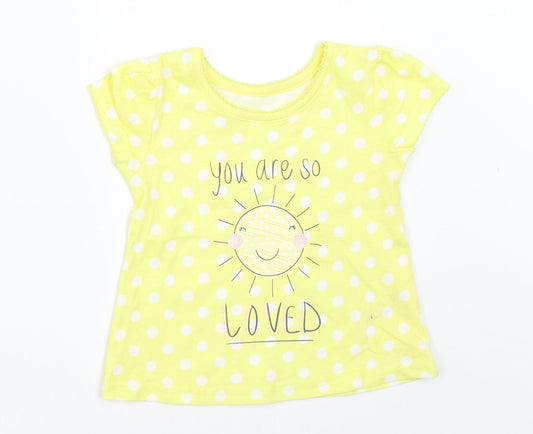 George Girls Yellow Polka Dot  Basic T-Shirt Size 0-3 Months
