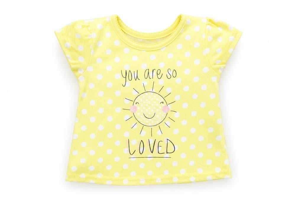 George Girls Yellow Polka Dot  Basic T-Shirt Size 0-3 Months