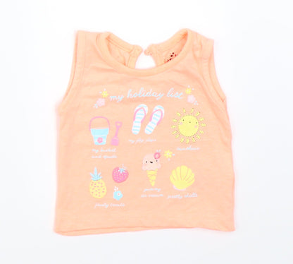 Additional front view of Early Days girls’ orange basic t-shirt, size 0-3, months