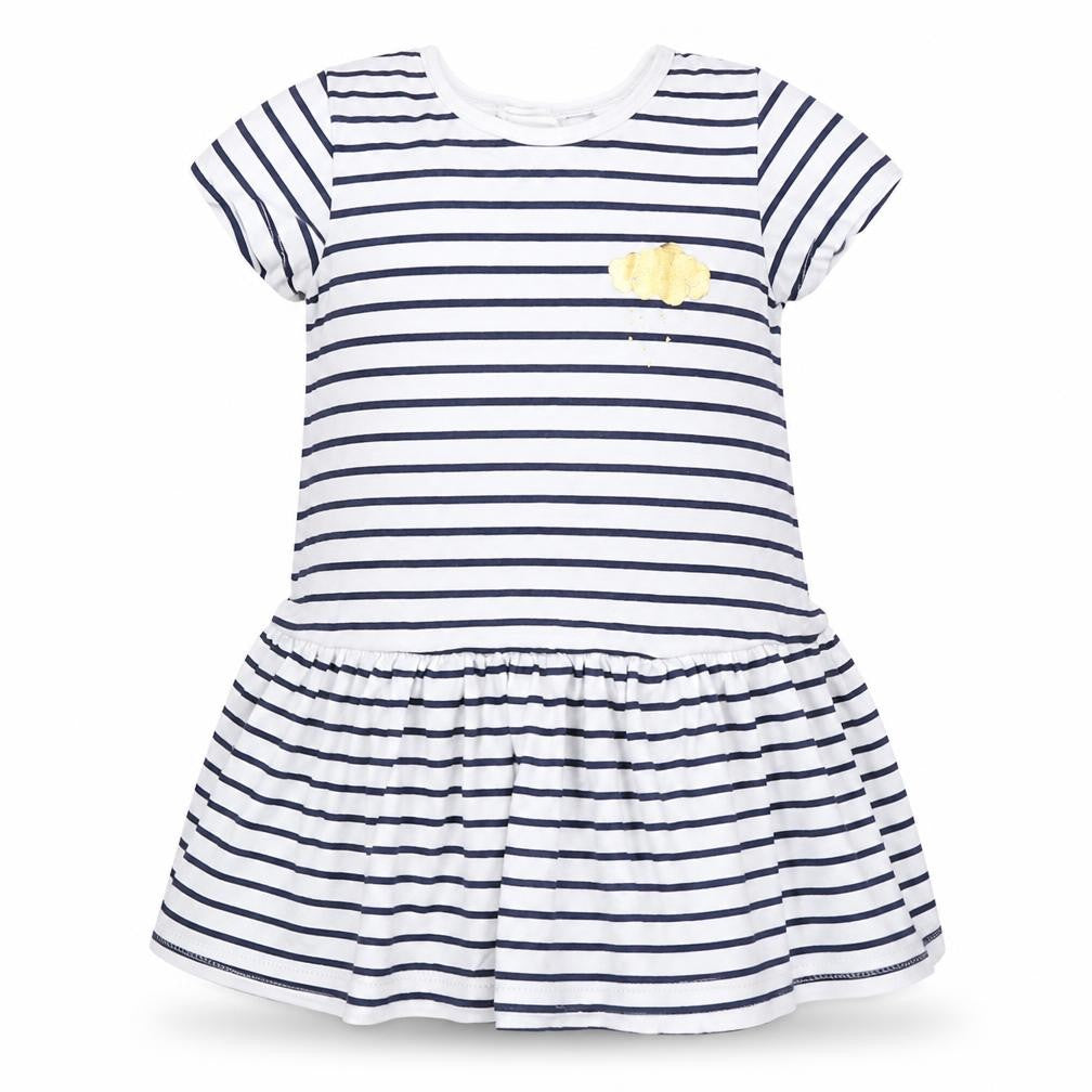 H&M Girls White Striped  T-Shirt Dress  Size 6-9 Months