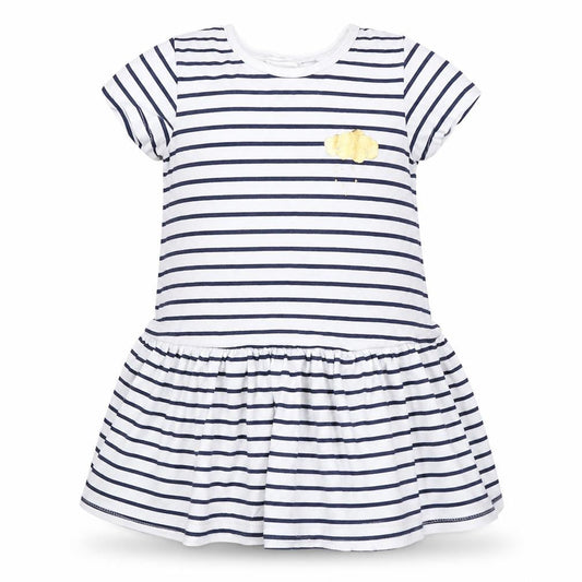 H&M Girls White Striped  T-Shirt Dress  Size 6-9 Months