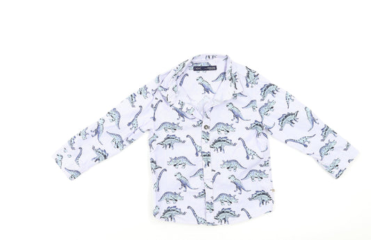 NEXT Baby Blue Geometric  Basic Button-Up Size 12 Months  - Dinosaur