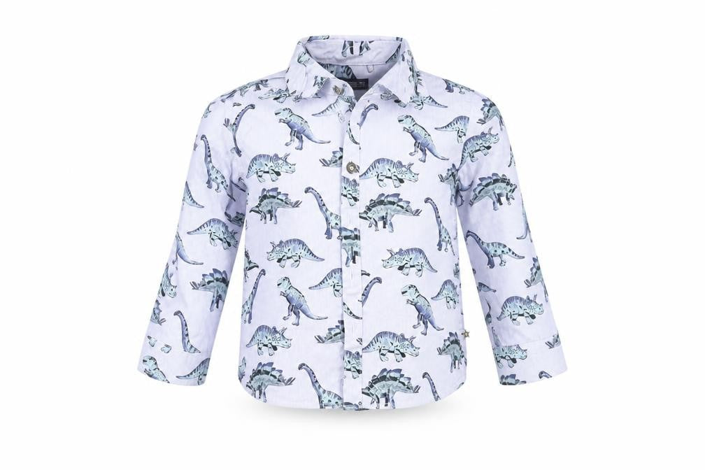 NEXT Baby Blue Geometric  Basic Button-Up Size 12 Months  - Dinosaur