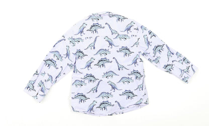 Back view of Next Baby Blue Geometric Basic Button-Up, size 12, Months - Dinosaur