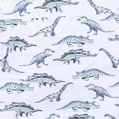 Brand and care label for Next Baby Blue Geometric Basic Button-Up, size 12, Months - Dinosaur