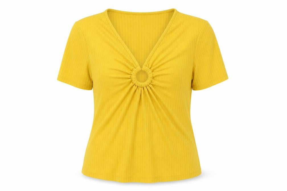 Pieces Womens Yellow   Basic Blouse Size XL