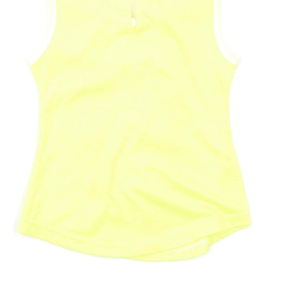 Brand and care label for Preworn girls’ yellow floral basic blouse, size 2-3, years