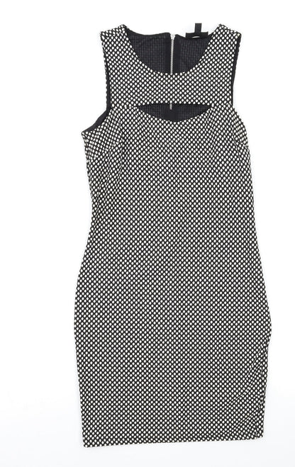 Next Womens Black Polka Dot  Bodycon  Size 10