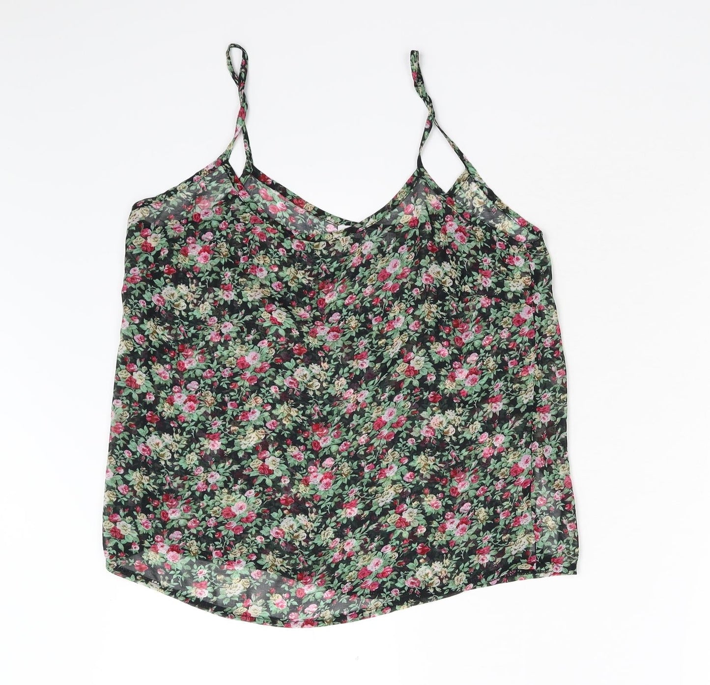 New Look Womens Black Floral  Basic Tank Size 10