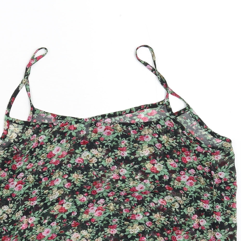 New Look Womens Black Floral  Basic Tank Size 10