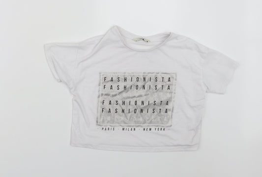 George Girls White   Basic T-Shirt Size 8-9 Years  - Fashionista
