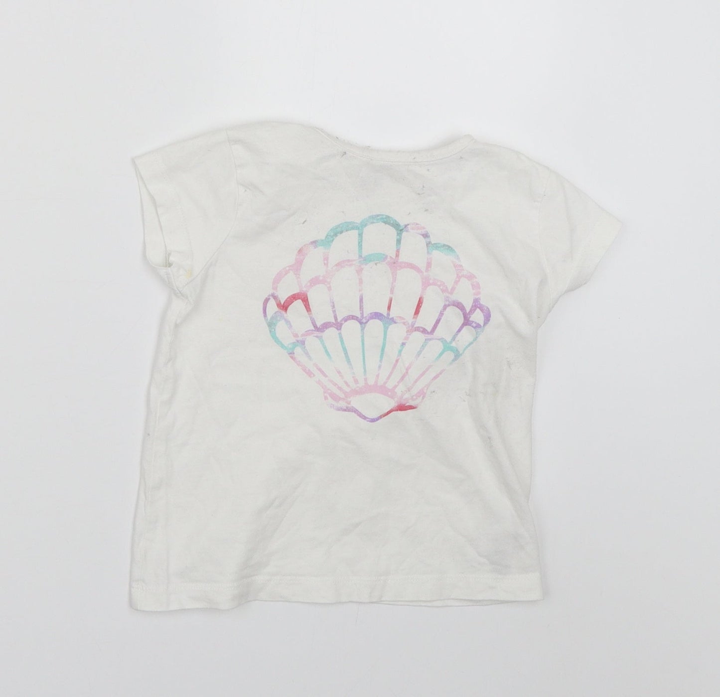 Primark Girls White   Basic T-Shirt Size 3-4 Years  - Seashell