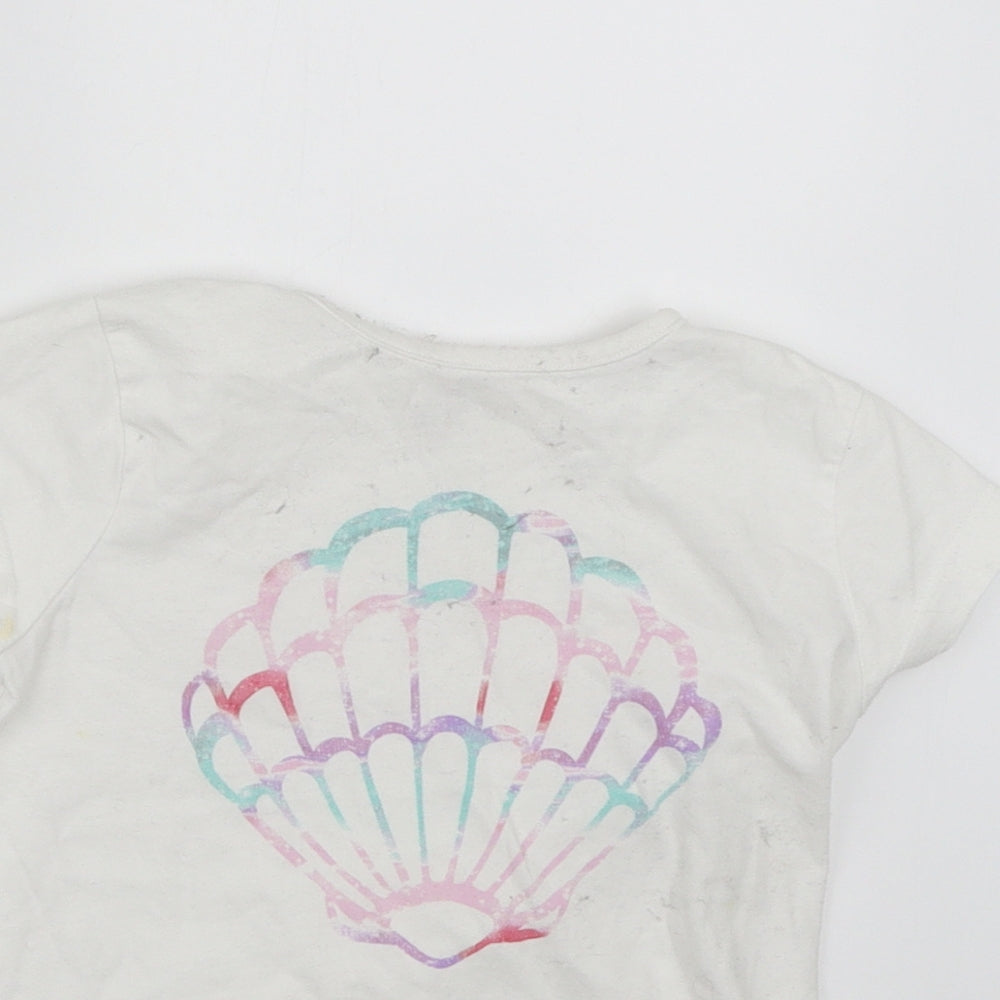 Primark Girls White   Basic T-Shirt Size 3-4 Years  - Seashell