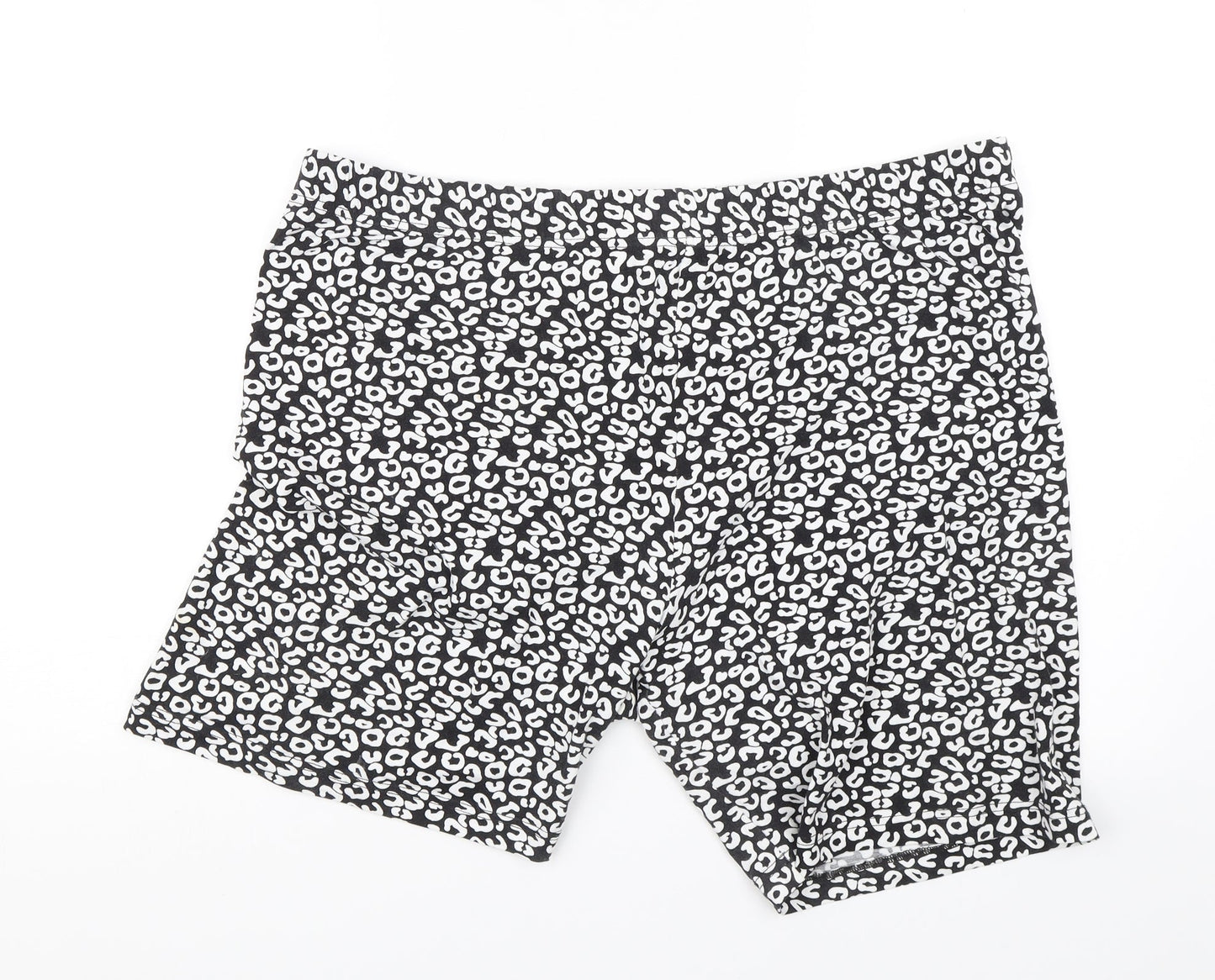Preworn Womens Black Animal Print  Sweat Shorts Size 38 in