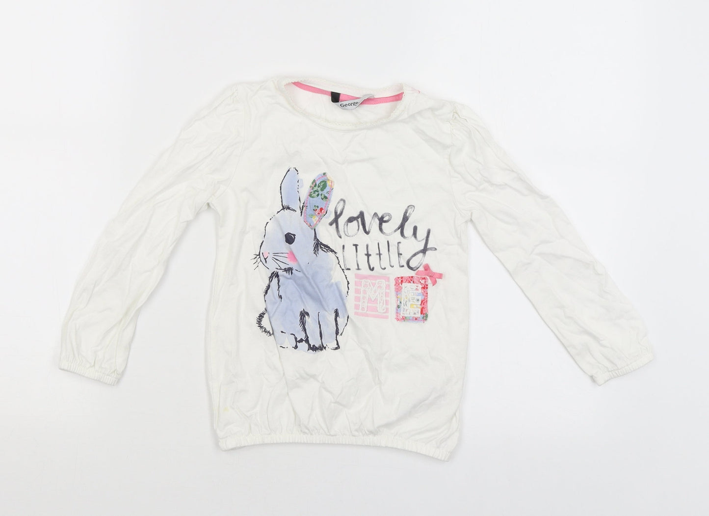George Girls White   Pullover T-Shirt Size 4-5 Years