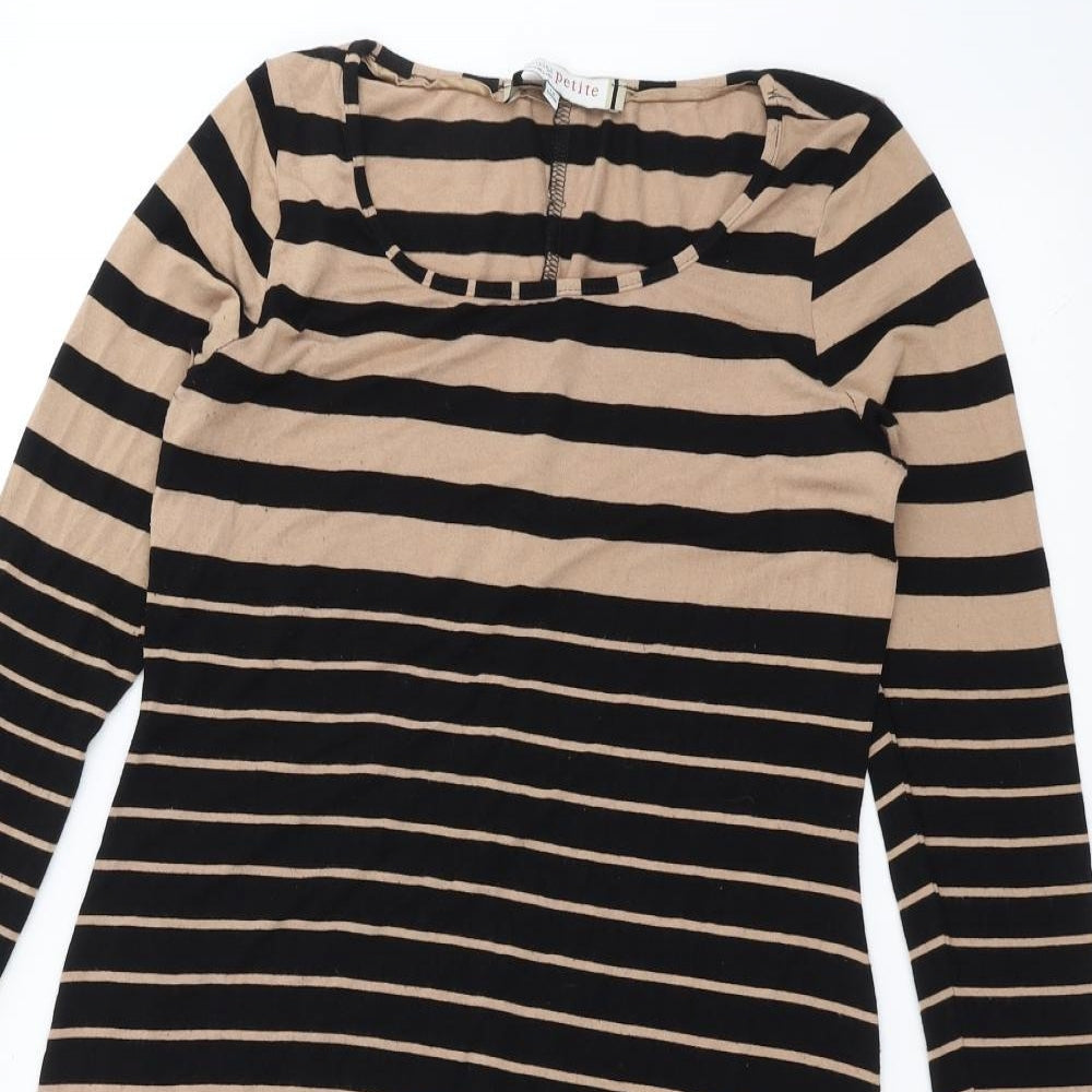 Principles Womens Brown Striped  Basic T-Shirt Size 10