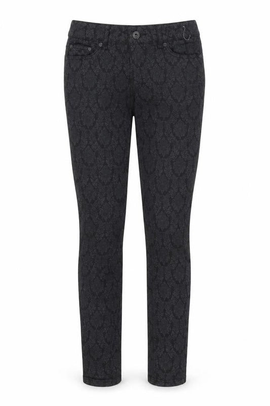 Front view of Denim & Co. women’s black skinny jeans, size UK 8, 29-inch leg
