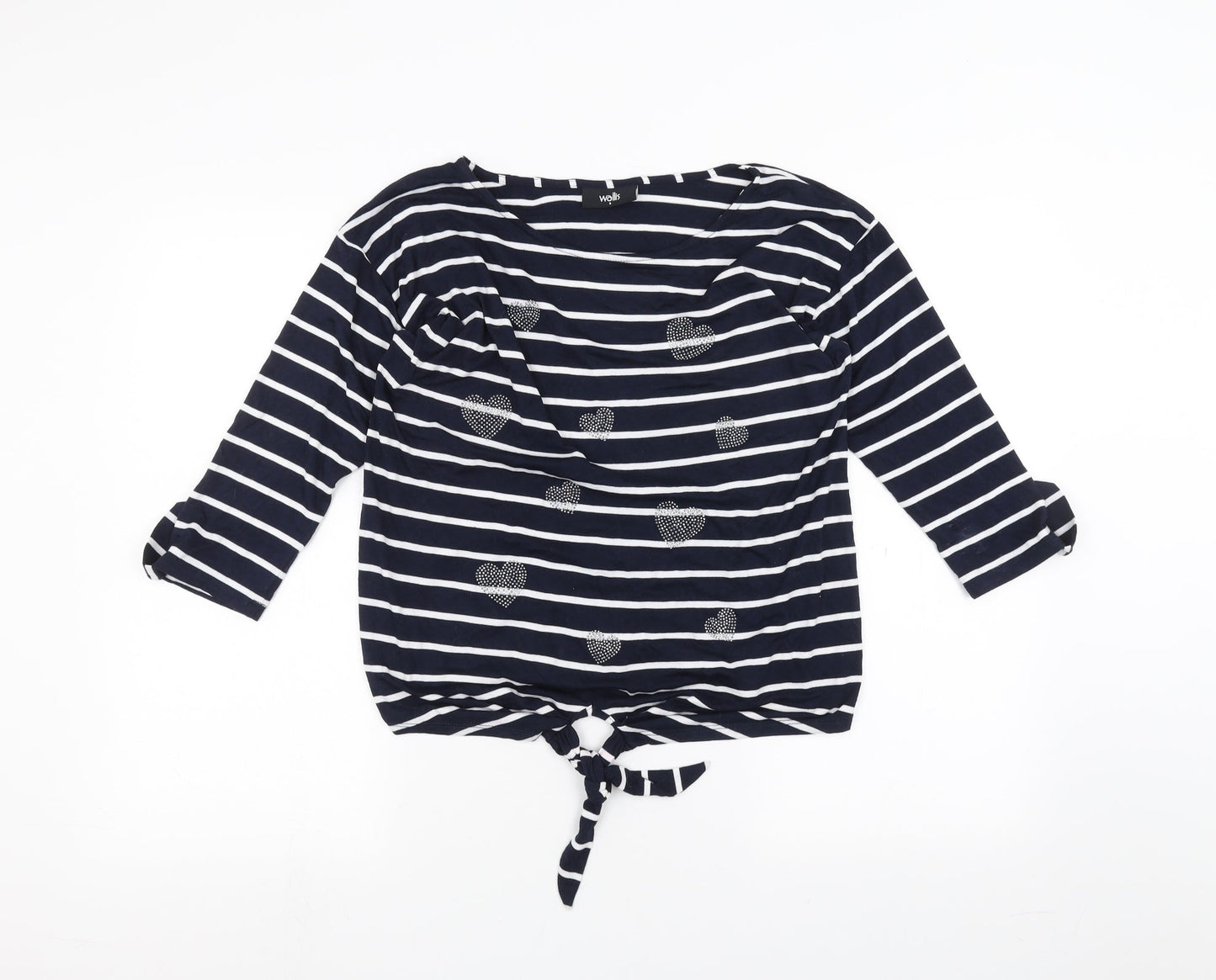 Wallis Womens White Striped  Basic T-Shirt Size S