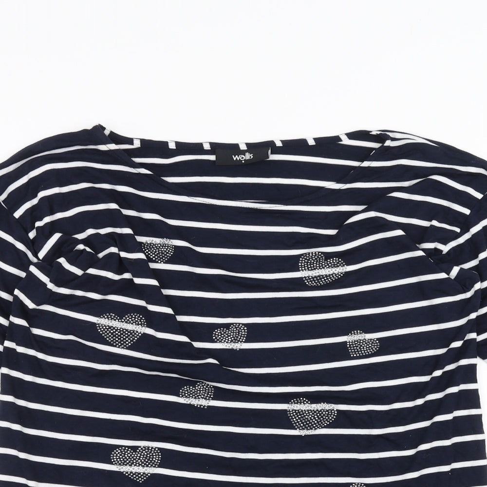 Wallis Womens White Striped  Basic T-Shirt Size S