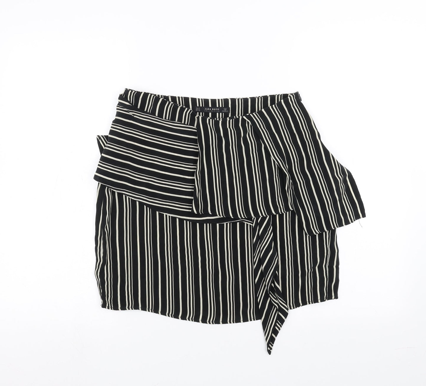 Zara Womens Black Striped  A-Line Skirt Size S