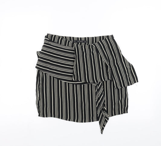 Zara Womens Black Striped  A-Line Skirt Size S