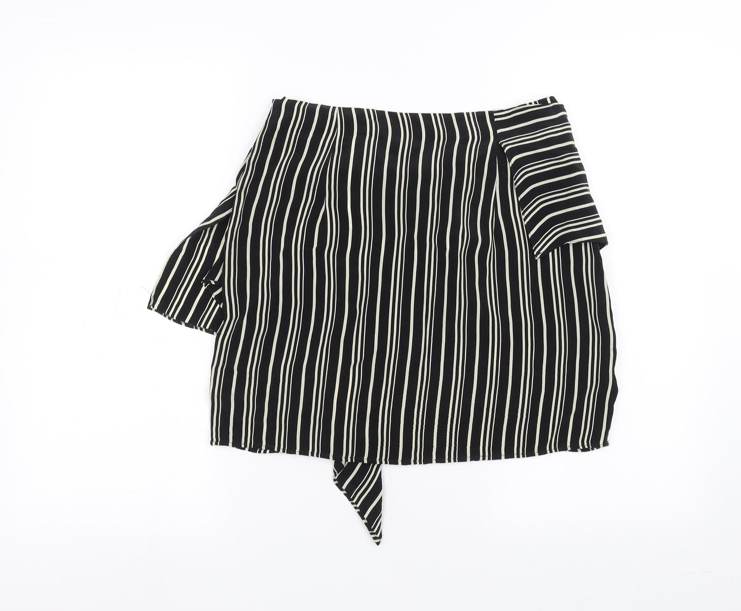 Zara Womens Black Striped  A-Line Skirt Size S