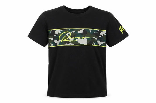 Front view of River Island girls’ black rayon basic t-shirt, size 7, years