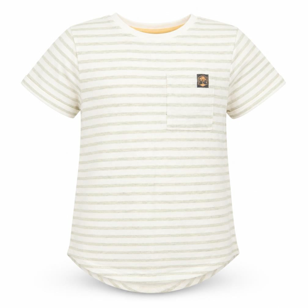 George Girls Beige Striped  Basic T-Shirt Size 7 Years