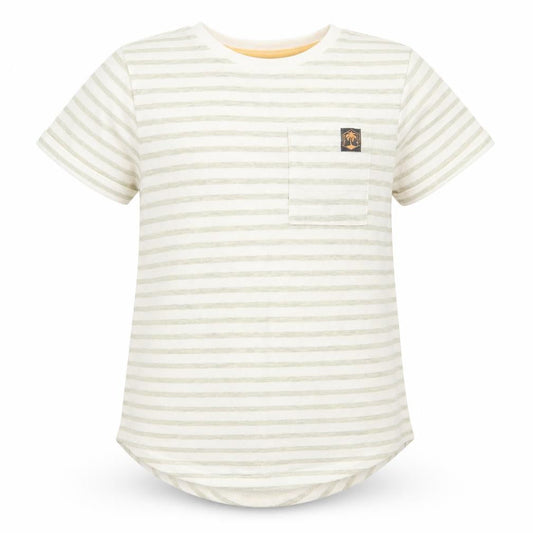 George Girls Beige Striped  Basic T-Shirt Size 7 Years