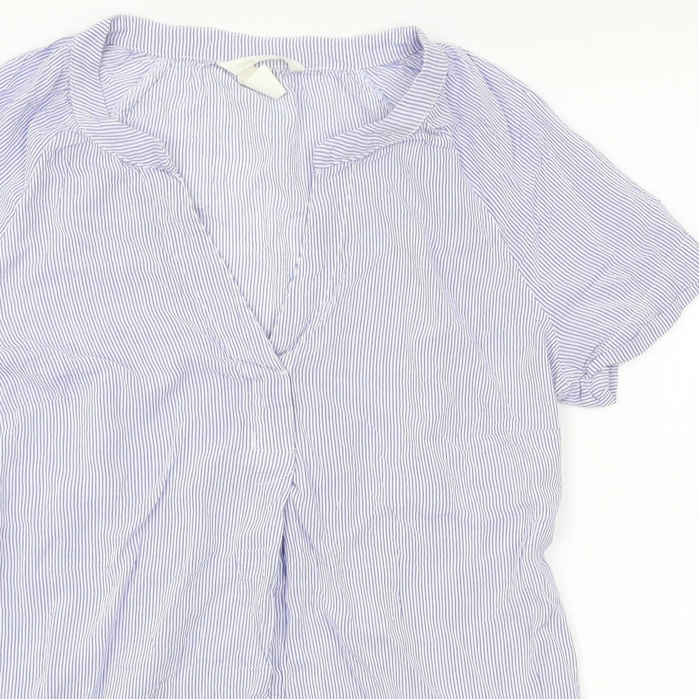H&M Womens Blue Striped  Basic Blouse Size S