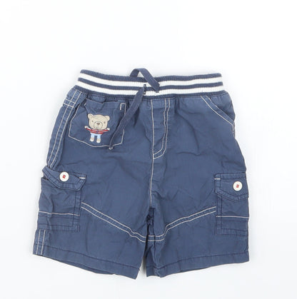 Additional front view of Tu boys’ blue cropped trousers, size 9-12, months