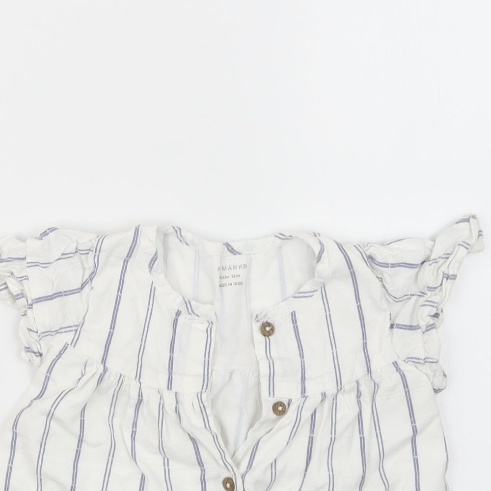 Primark Girls Blue Striped  T-Shirt Dress  Size 18-24 Months