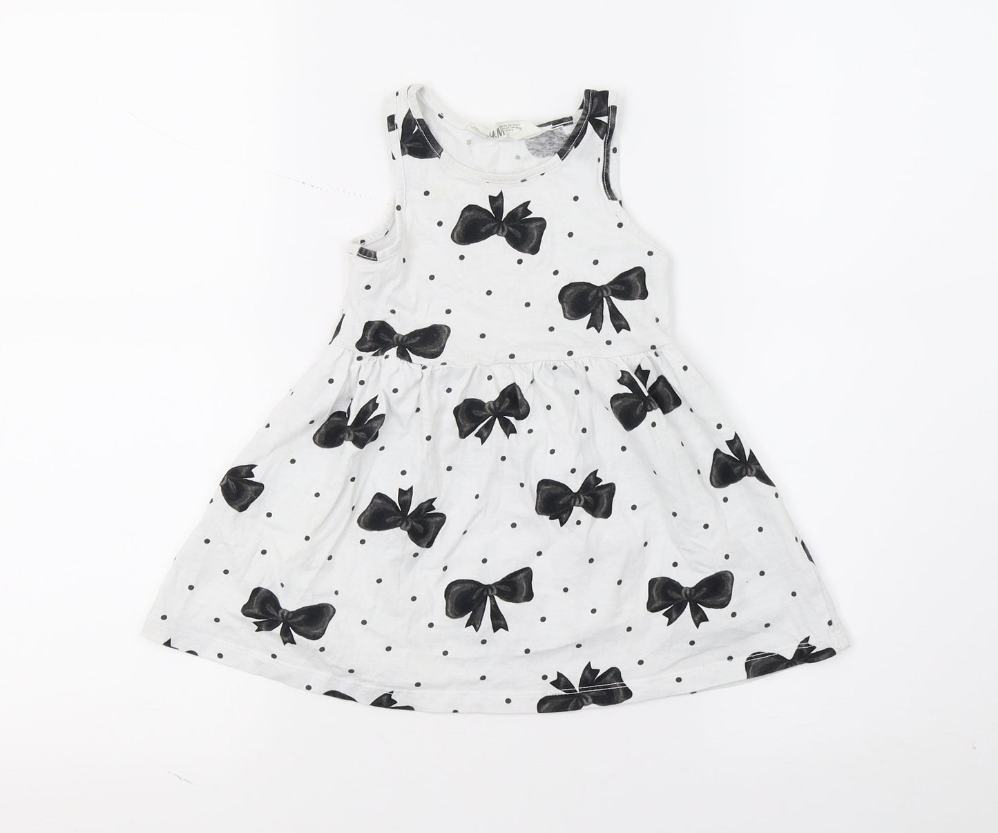 H&M Girls White Polka Dot  Fit & Flare  Size 2 Years