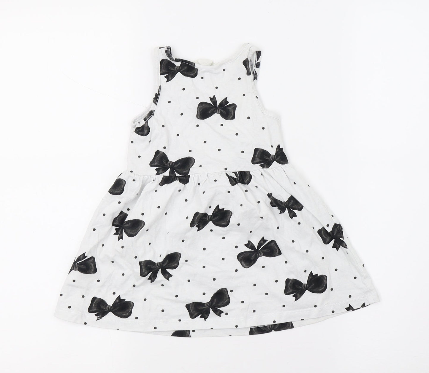 H&M Girls White Polka Dot  Fit & Flare  Size 2 Years
