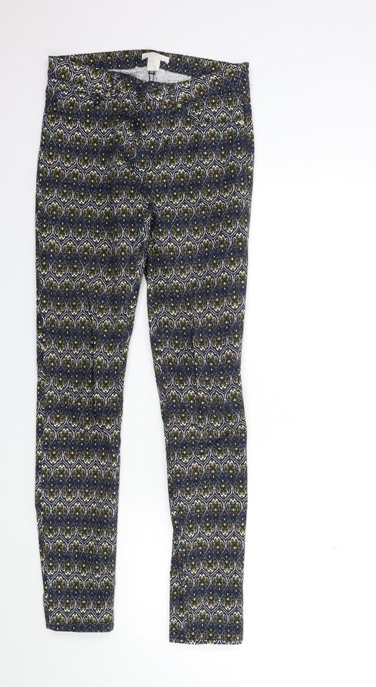 H&M Womens Blue Paisley  Trousers  Size 8 L30 in