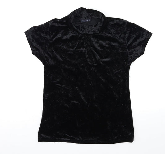 Preloved FULLAH SUGAR Womens Black  Velour Basic T-Shirt Size S - Front