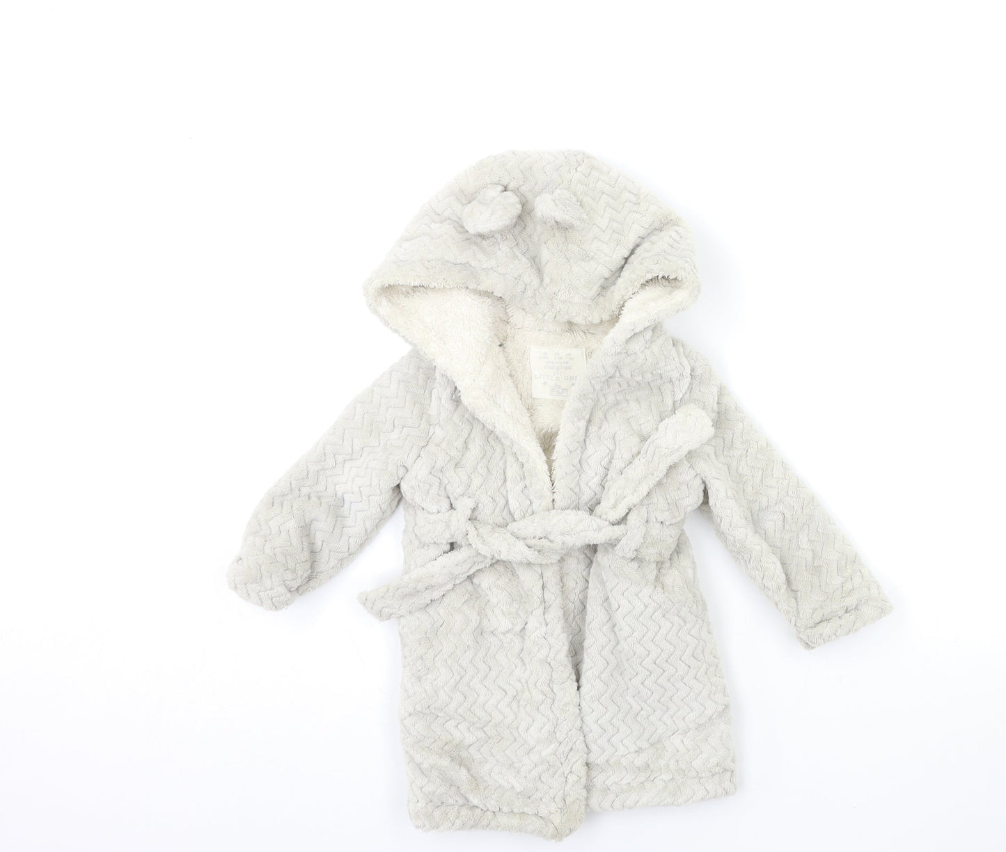 F&F Girls Grey  Fleece Kimono Gown Size 6-9 Months