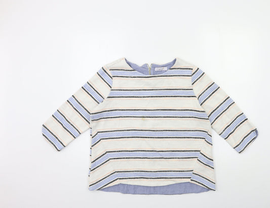 Marks and Spencer Womens White Striped  Pullover Jumper Size 14