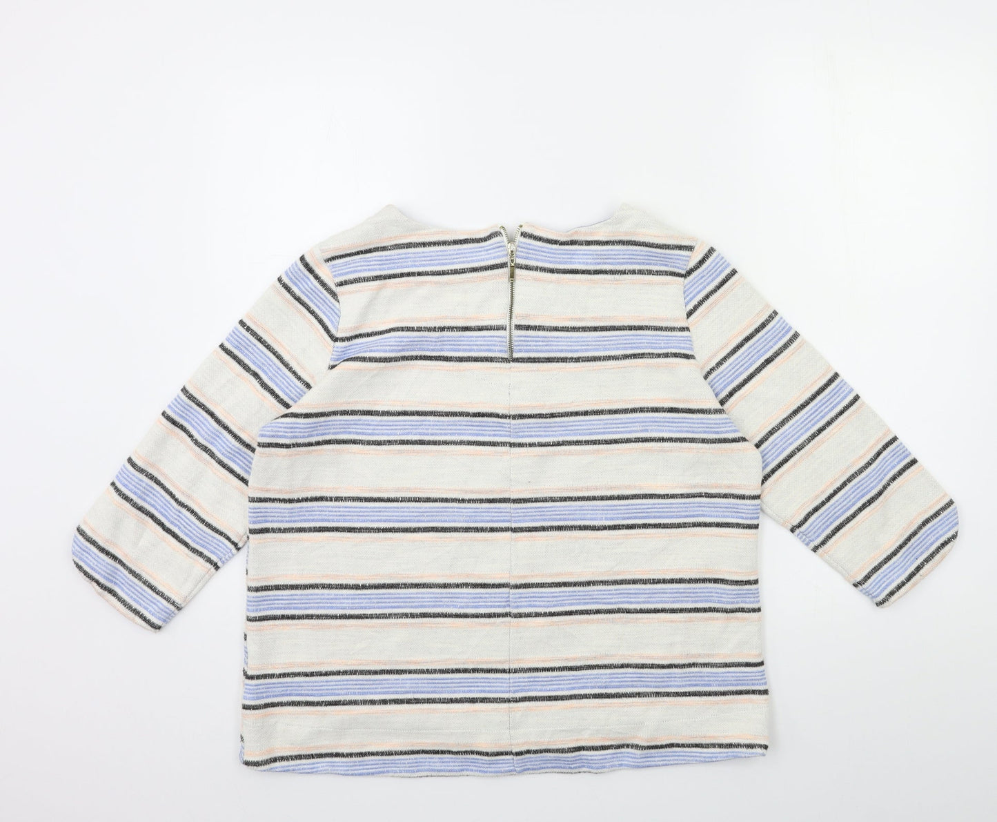Marks and Spencer Womens White Striped  Pullover Jumper Size 14