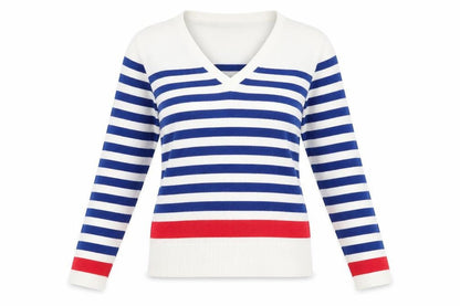 Kiabi Womens White Striped Knit Pullover Jumper Size M