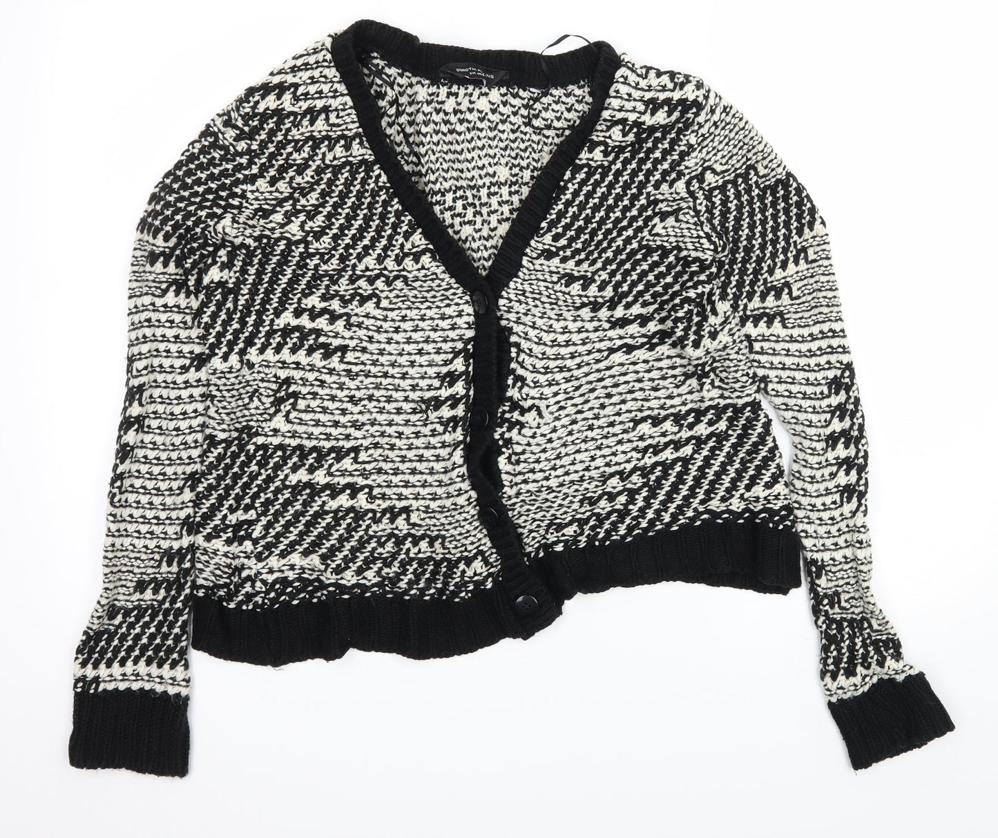 Dorothy Perkins Womens Black Geometric Knit Cardigan Jumper Size 6