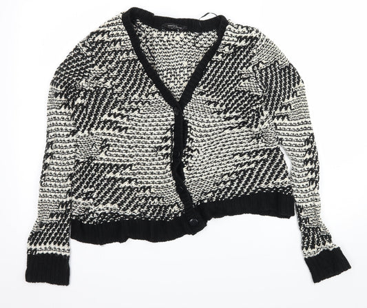 Dorothy Perkins Womens Black Geometric Knit Cardigan Jumper Size 6