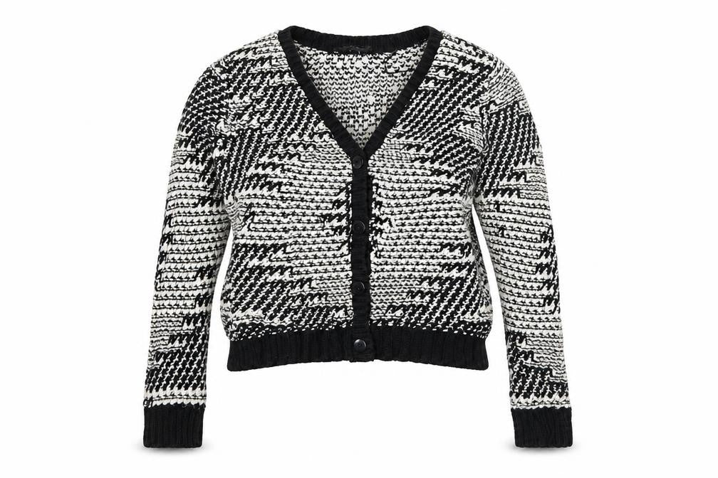 Dorothy Perkins Womens Black Geometric Knit Cardigan Jumper Size 6